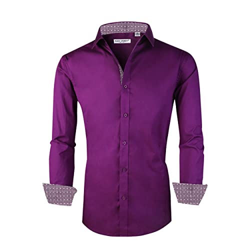 Alex Vando Mens Dress Shirts Regular Fit Long Sleeve Stretch Business Dress Shirts for Men