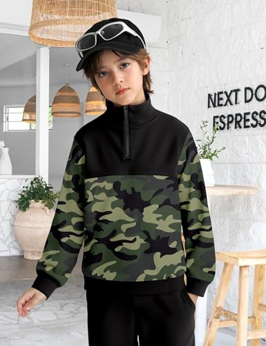 Boys Clothes Camouflage Long Sleeve Quarter-zip Sweatshirts And Sweatpants 2 Piece Fall Outfits 6-12T3