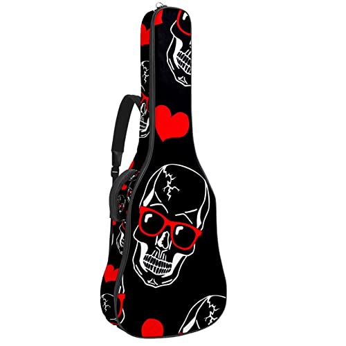 Housse de transport rembourrée en tissu Oxford imperméable avec bandoulière réglable Motif crânes et cœurs - Les Beatles, Paul McCartney, John Lennon, RIngo Starr, George Harrison Housse de transport rembourrée en tissu Oxford imperméable avec bandoulière réglable Motif crânes et cœurs