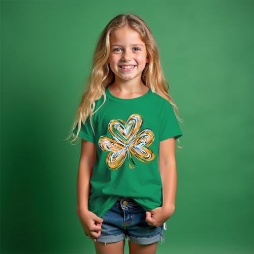 Kids St. Patrick's Day Shirts Boys Girls Shamrock Graphic T-Shirt Irish Clover Print Short Sleeve Summer Tees2