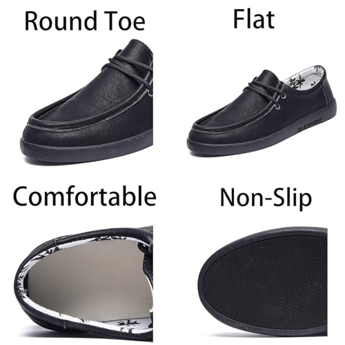 Men's Fashion Soft Flat Lace Up Casual Loafers Shoes with Arch Support Lightweight Round Toe Low Top Non-Slip Walking Boat Shoes for Driving Outdoor Work Office2