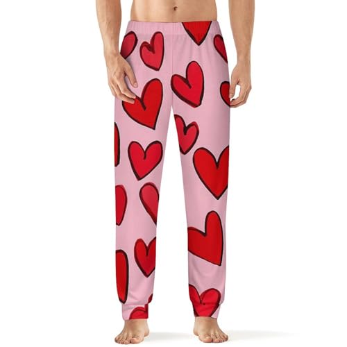 Valentine's Day Love Hearts Pattern Men's Pajama Pants Sleepwear PJ Bottoms Lounge Sleep Pant Nightwear