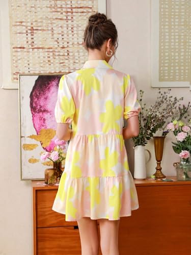 Image of Women's Fit and Flared Shirt Midi Dress with Collar Neck & Short Sleeves - Rayon Casual Dress