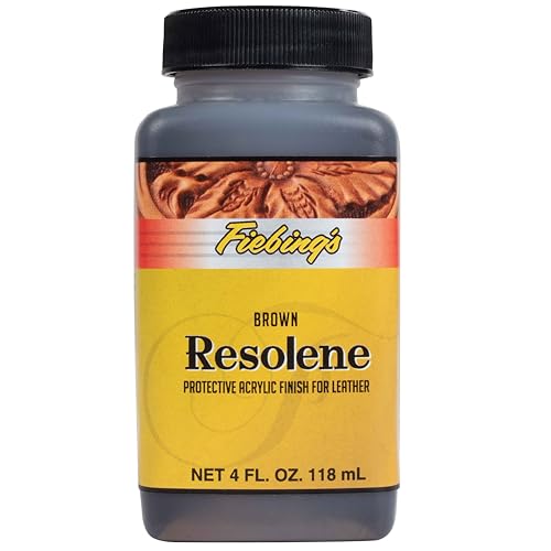 Fiebing's Acrylic Resolene (4 oz) - Protective Acrylic Leather Finisher - Glossy Finish Top Coat for Dyed & Polished Leathercraft - Flexible, Durable, Water Resistant for Boots, Couch, Purse (Brown)