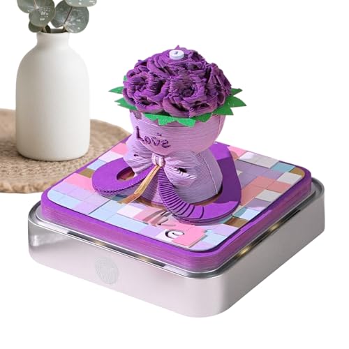 Calendrier Mémo 3D 2026 Rose avec Éclairage LED et Bloc-Notes Sculpté