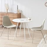 LOWYA ロウヤ ダイニングテーブルセット 2人用 3点セット 丸テーブル 省スペース 一人暮らし ホワイト＋グレージュ 白
