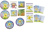 Wow Wow Wubbzy Birthday Party Supplies Bundle Set for 16 Includes 16 Plates, 16 Napkins, 1 Table Cover, 16 Loot Bags, 16 Invitations, 1 Banner, 2 Mylar Balloons with Assorted Designs