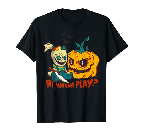 Muñeca espeluznante Chucky Halloween Calabaza tallada Cara Camiseta