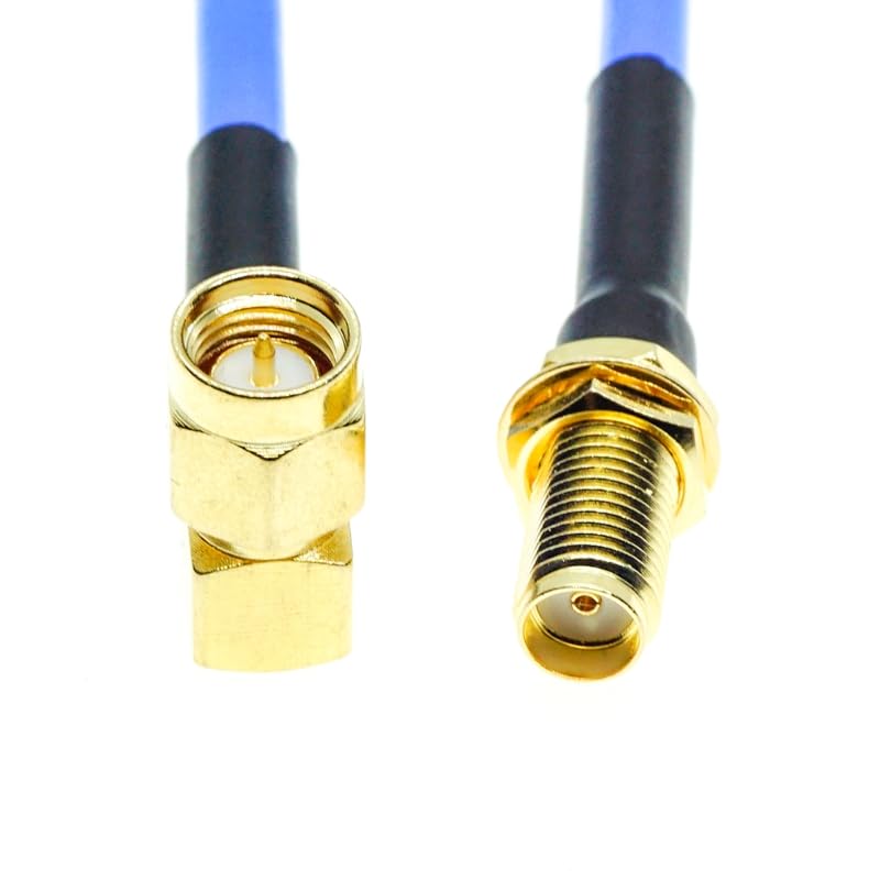 SMA Male Right Angle RA to SMA Female Bulkhead Connector RG405 .086" Semi Flexible Rigid Coaxial Cable Blue - (Color: 6M)