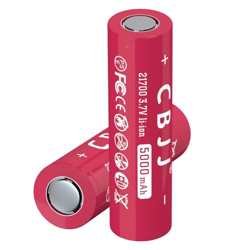 CWUU 3.7V 21700 Rechargeable Battery 5000mAh 3.7 Volt for Headlamp, Flashlight 031324 (2 Pack)