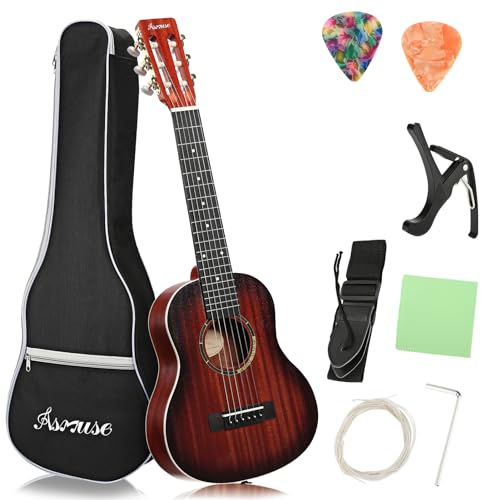 Asmuse 30' Classical Guitar, Soild Wood Beginner Acoustic Guitar Kit with Gig Bag, Extra Strings, Strap, Picks(Sunburst)