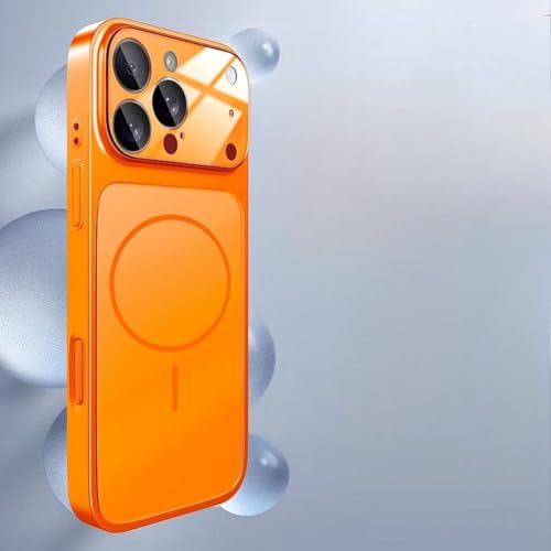 Magnetic Hard Case for iPhone 13 Pro Convertor Case Full Glass Camera Lens Protector Converted to 17 Pro Support Wireless Charging Shockproof Cover (Orange iPhone 13 Pro)
