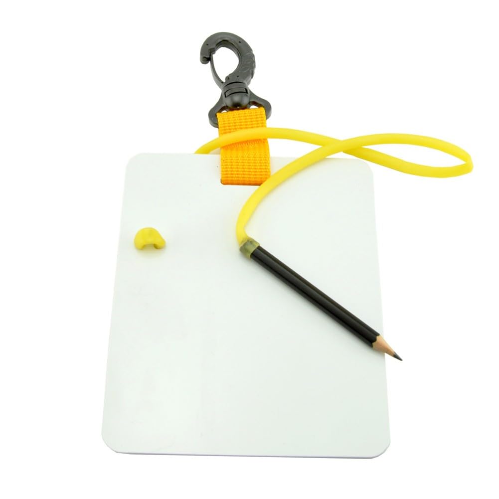 Underwater Writing Slate for Scuba Diving, Reusable Dive for Note Board with Swivel Clip & Pencil, PC Material, 15.3 x 12.7 x 3 mm (for Large)