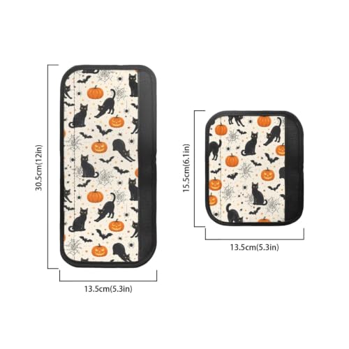 Image of Fridge Door Handle Covers Set of 6 Kitchen Appliance Decor Handles Glove Anti-Slip Protectors Washable Refrigerator Decor Accessories, Black Cat Pumpkin Bat Spider-Web Print Beige