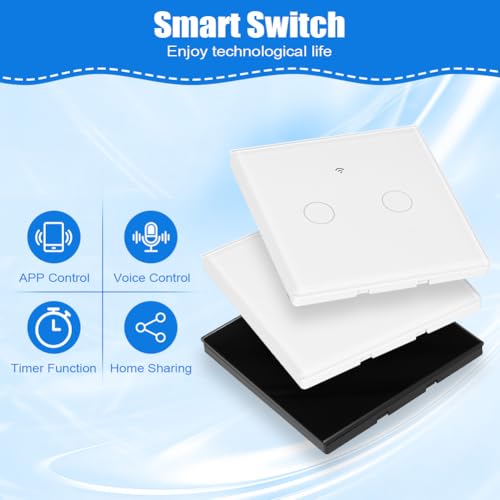 Ainiv Smart Light Switch 2 Gang, WiFi Smart Touch Wall Switch with Capacitor, Multi-Control by Voice/APP Sharing WiFi Switch - Image 4