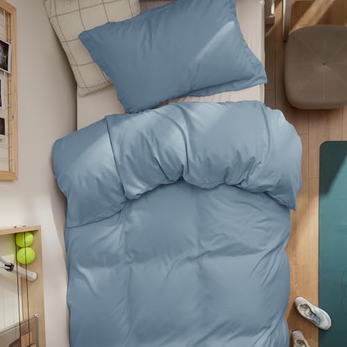 Image of Bedsure Duvet Cover Twin /Twin XL Size - Extra Soft Double Brushed Bedding Set with Zipper Closure, 2 Pieces, Includes 1 Duvet Cover (68 inchx90 inch) & 1 Pillow Sham, Comforter Not Included, Mineral Blue | For Kids & Adults, 68 inchx90 inch Comforter Cover, Hotel Luxury, All Season, Breathable, Easy Care, Lightweight, Zipper Closure