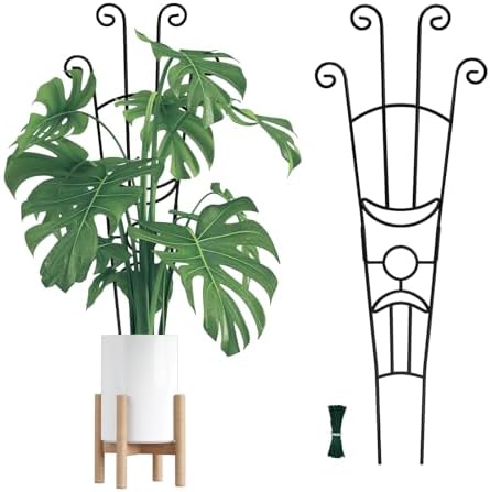 32.6in Monstera Plant Support Stakes for Indoor Plants, Metal Garden Plant Trellis for Climbing Plants, Pothos Vine Snake Climber Support，2p