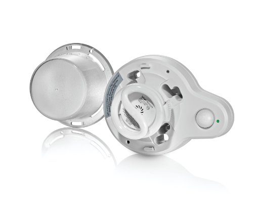 Leviton 9863-OCC 13-Watt Compact Fluorescent Lampholder with Automatic Occupancy Sensor and Clear Polycarbonate Lamp Guard, White