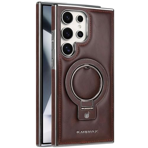 Coque antichoc Galaxy S26 Ultra étui cuir café béquille Magsafe