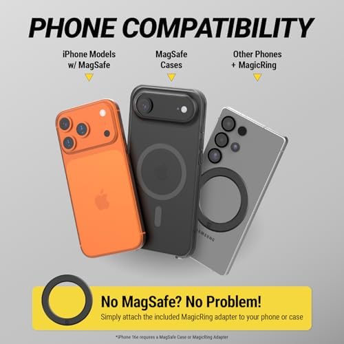 Scosche MagicMount MEMSVBK Elite2 Magnetic Phone Mount for MagSafe Mobile Devices, Car Vent Stand, 360° Adjustable Magnet Head, Cell Phone Holder Compatible with iPhone 14/13/12 & MagSafe Cases, Black