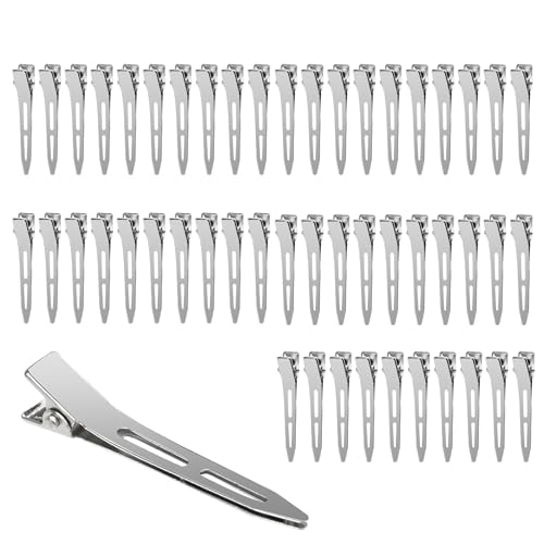 50PCS Pinzas pelo Peluqueria de Duckbill, 5.5CM Profesional Metal Clip de Pelo, RISVOWO Pinzas Para el Pelode Estilismo de Salón, Hair Clips para Peinado pelo Mujere Niña
