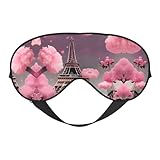 Portátil y versátil: fácil de llevar en un avión, tren, coche, oficina o en casa, nuestra máscara de ojos de seda rosa con estampado floral de la Torre Eiffel de París se adapta a varios horarios de sueño, siesta, meditación o cualquier momento de relajación durante el día.
