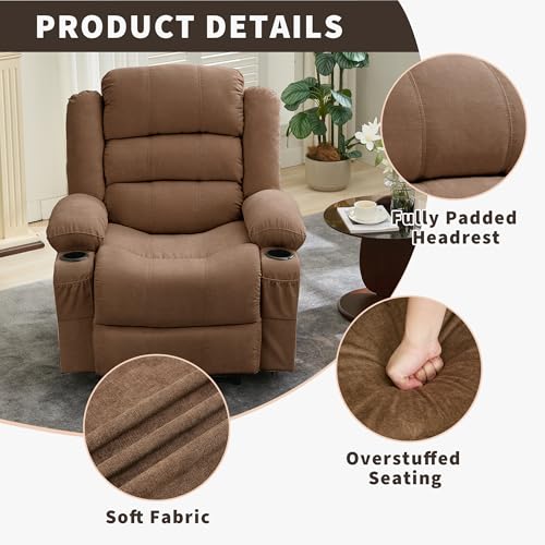 Sillón reclinable moderno chenille marrón miniatura 6
