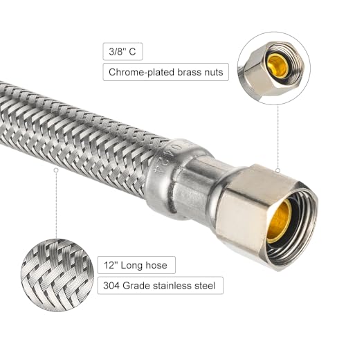 image for 2-Pack EFIELD 12-inch Toilet Water Supply Connector Line Braided Stain