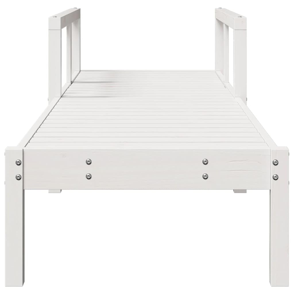 Lettino prendisole bianco in legno di pino massiccio, 199,5 x 62 x 55 cm, regolabile, con schienale, per giardino, terrazza, balcone, piscina, per rilassarsi e prendere il sole