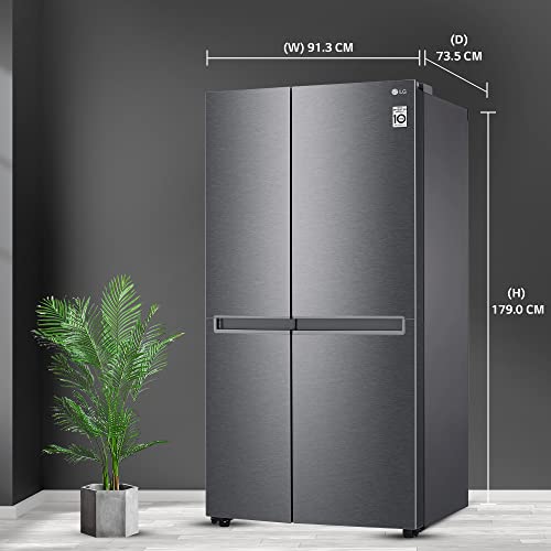 Image of LG 655 L, 3 Star, Frost-Free Smart Inverter Double Door Side-By-Side Refrigerator (GL-B257HDSY, Dazzle Steel, Smart Diagnosis, Express Freeze | Multi Air-Flow)
