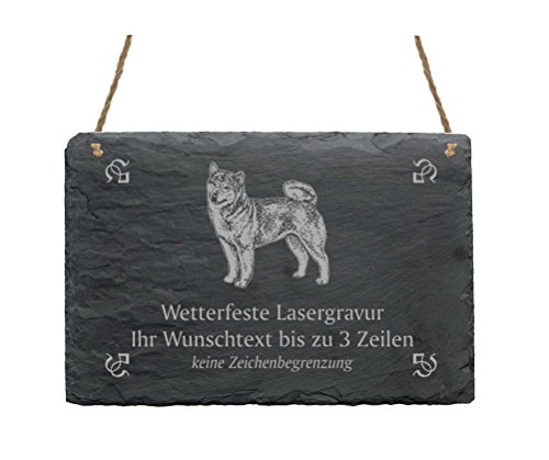 Schiefertafel « SHIBA » IHR TEXT + MOTIV - 22 x 16 cm - Schild mit Hund - Shiba Inu Shiba Ken