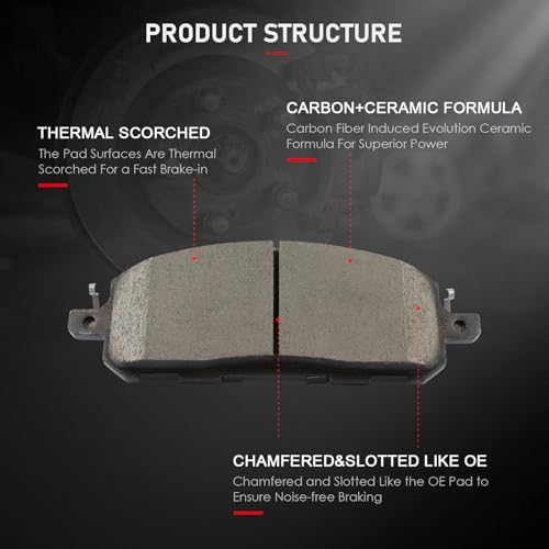 Image of cciyu D2413 Front Ceramic Disc Brake Pads Kit For INFINITI For QX60 2022-2024,For Nissan For Pathfinder 2022-2024