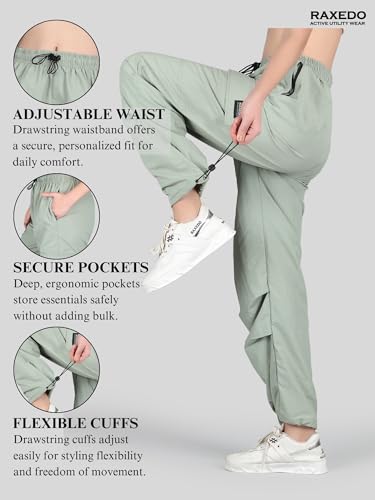 Image of Parachute Pants for Women - Water-Resistant Cargo Pants for Women | Stylish Activewear for Travel, Office, Gym, Trekking & Everyday Comfort | Korean Pants for Woman
