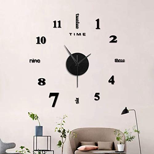 image for Kexle Frameless DIY Wall Clock,Modern 3D Mirror Wall Clock Decor,Roman