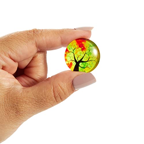 Glass Dome Cabochon, Tree of Life Mosaic Tiles for Jewelry Making (1 in, 50 Pack)