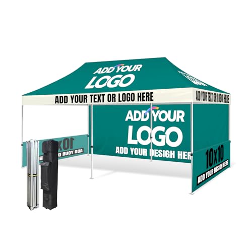 Hillicon Custom Canopy Tent 10x20 with Logo - Personalized Pop Up Vendor Tent, Custom Advertising Canopy for Outdoor Trade Show Events, Water-Repellent Nano-Grade Fabric Heavy Duty