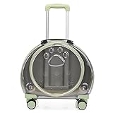 KITCISSL Transportin Perro Pequeño Mochila para Gato con Ruedas, Cochecito Mochila Trasportines Perro, Transportin Gato Transparente Caja de Perros de Gato con Espacio Grande(Green B)