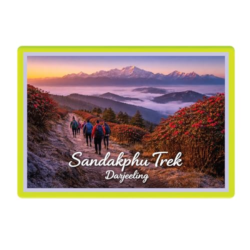 Image of Decorative Fridge Magnet with Glowing Border | Pack of 1 (Sandakphu Trek, Darjeeling, 4x3 inch - Fluorescent Border)