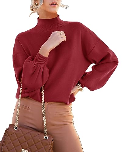 Image of ANCAPELION Women's Casual Sweater Pullover Winter Basic Sweatshirt Long Sleeve Cozy Knitted Jumper Tops Loose Fit