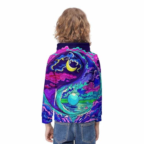Sweat à capuche 3D Yin-Yang enfants 9-11 ans avec poche - 4
