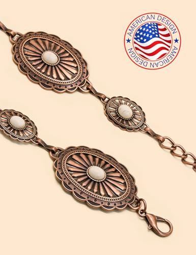 Image of TOPACC Western Metal Concho Belt for Women Cowgirl Chain Belts for Dresses Jeans Country Concert Outfit