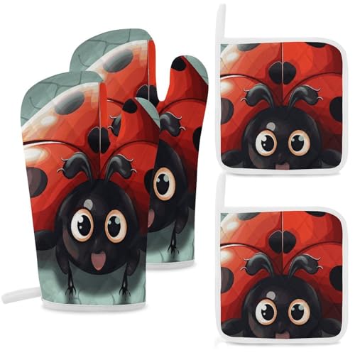 Maniques coccinelle pour sortir les plats chauds du four