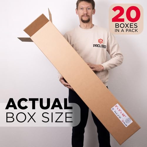 Image of Tall Cardboard Boxes 9 inchL x 9 inchW x 48 inchH (Pack of 20) - USA-Made Packing Boxes for Moving, Shipping, or Storage - USPS, UPS, FedEx Approved - Professional Packing Supplies for Moving | USA-Made Packing Boxes for Moving, Shipping, or Storage - USPS, UPS, FedEx Approved - Professional Packing Supplies