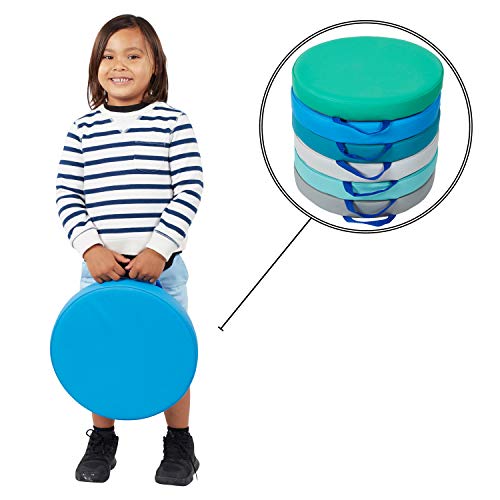 Image of Factory Direct Partners SoftScape 15 inch Round Classroom Floor Cushions with Handles; Flexible Seating for Daycare, Preschool, Playroom; 2 inch Thick Deluxe Foam (6-Piece) - Contemporary, 11232-CT