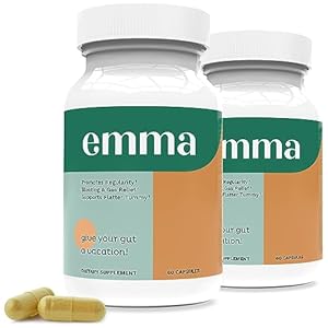 Emma Gut Health – 2 Pack – Gas and Bloating Relief, Constipation, Leaky Gut Repair – Gut Cleanse & Restore Digestion – Regulate Bowel Movement. Probiotics and Laxative Alternative, 120 Capsules