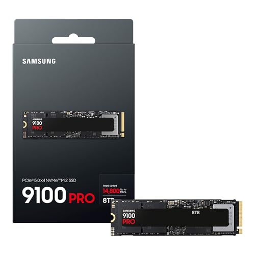 Image of Samsung SSD 9100 PRO 8TB, PCIe 5.0x4 M.2 2280, Seq. Read Speeds Up to 14,800MB /s, Best for AI Computing, Gaming, and Heavy Duty Workstations (MZ VAP8T0B /AM)