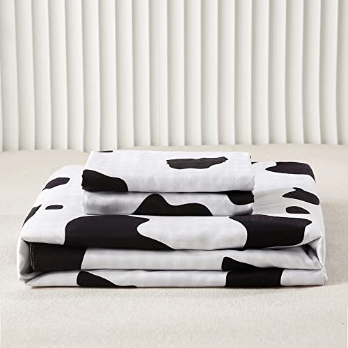 Mengersi Cow Duvet Cover Cartoon Bedding Sets Reversible White And Black Bedding With Zipper For Kids Boys Girls (Twin) #TOP2