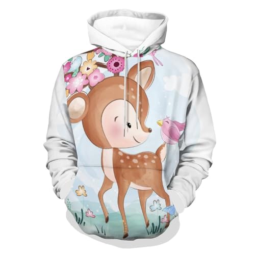Sweats à Capuche Papillon Cerf Finitions Soignées Pull Manches Longues