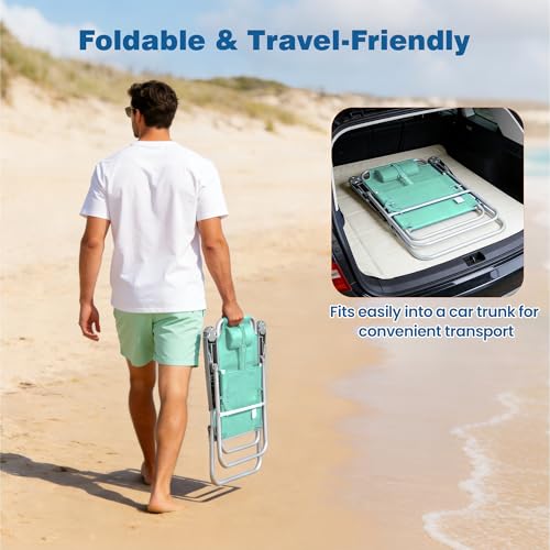Image of SUNNYFEEL Tall Beach Chair for Adults, High Back High Seat Folding Chairs