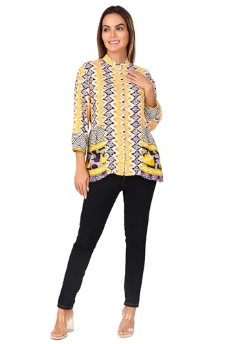 Image of BoheeWohee Casual Bohemian Top - Stylish 100% Rayon Top with Front Button Opening
